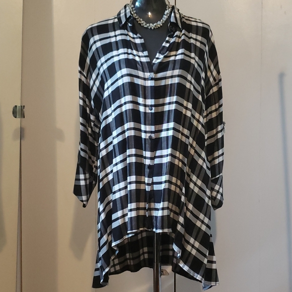 New Zara sz L button down belted top - Picture 7 of 11